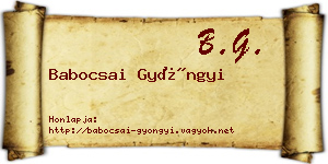 Babocsai Gyöngyi névjegykártya